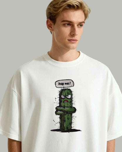 "Hug Me" Grumpy Cactus Embroidered T-shirt