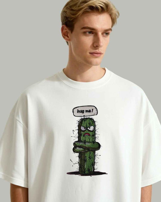 "Hug Me" Grumpy Cactus Embroidered T-shirt