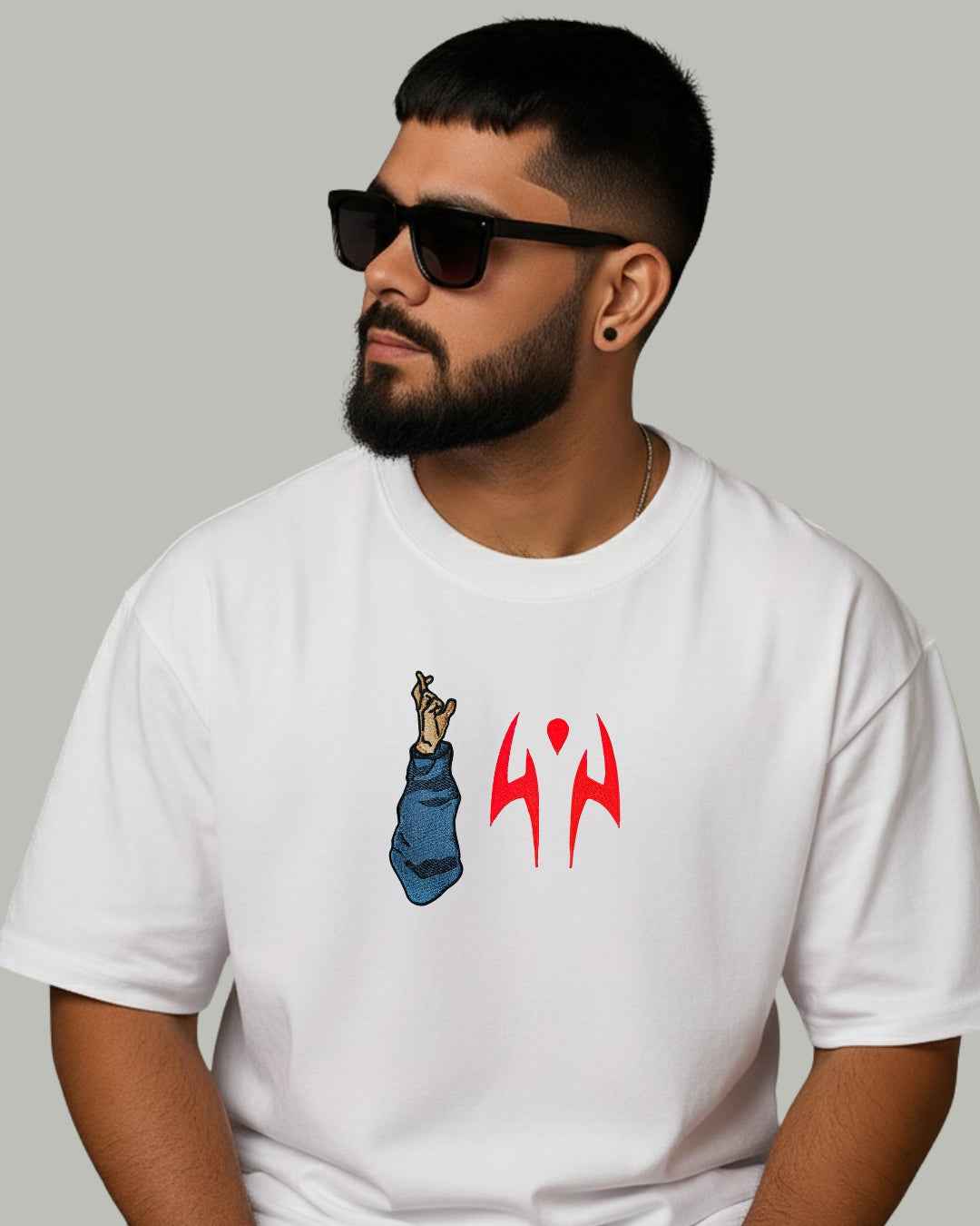 Gojo x Sukuna Split Face Embroidered Oversized T-Shirt