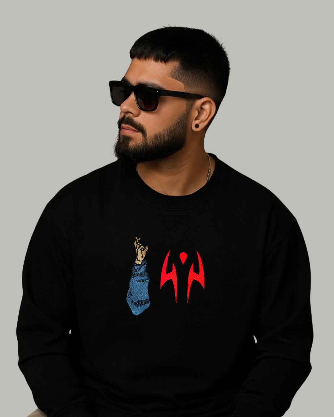 Gojo x Sukuna Split Face Embroidered Sweatshirt