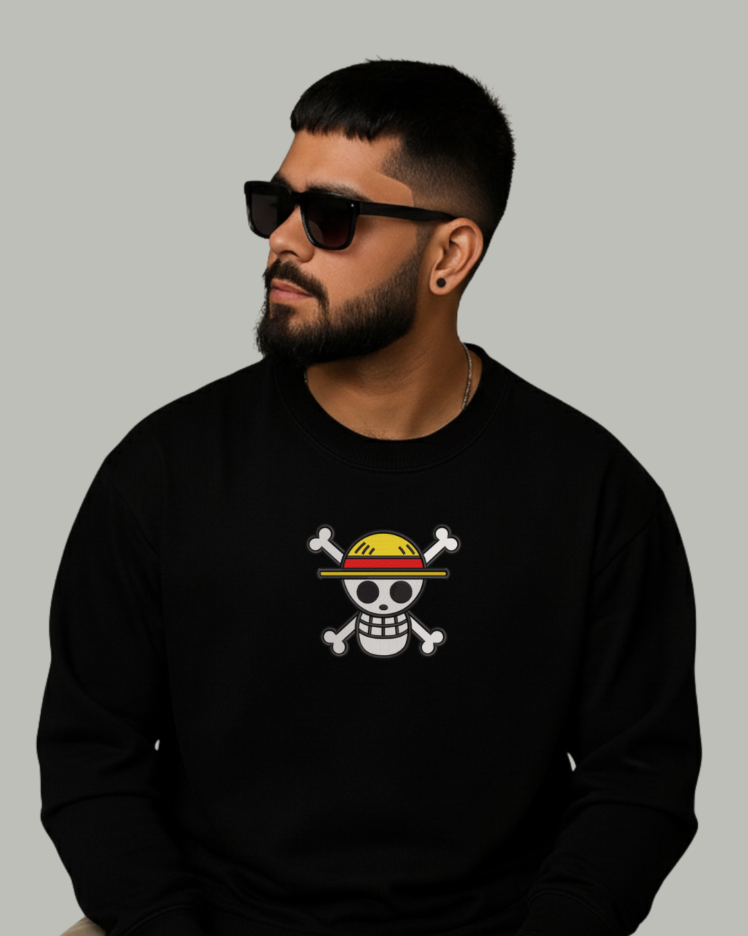 One Piece Straw Hat Crew Embroidered Sweatshirt - Kreativ Arts Inc