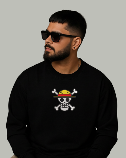 One Piece Straw Hat Crew Embroidered Sweatshirt - Kreativ Arts Inc