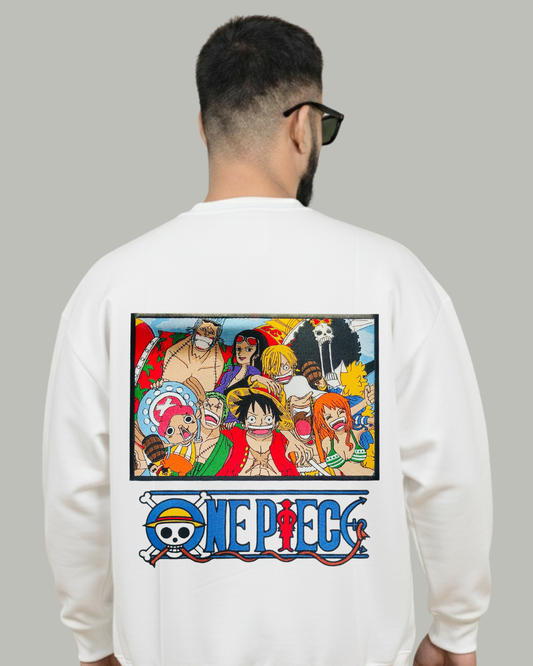 One Piece Straw Hat Crew Embroidered Sweatshirt - Kreativ Arts Inc