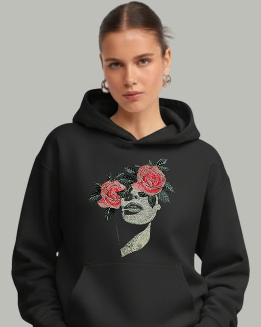 Floral Face Women’s Embroidered Hoodie