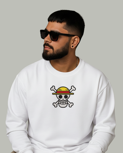 One Piece Straw Hat Crew Embroidered Sweatshirt - Kreativ Arts Inc