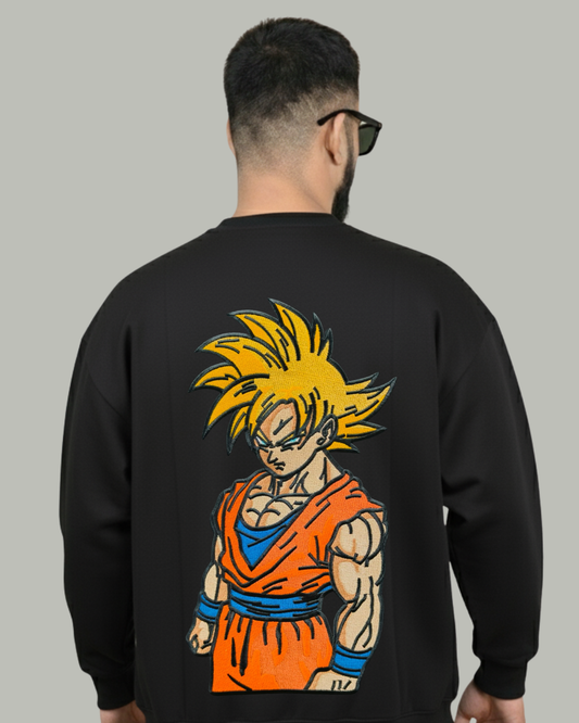 Super Saiyan Goku Embroidered Sweatshirt - Kreativ Arts Inc