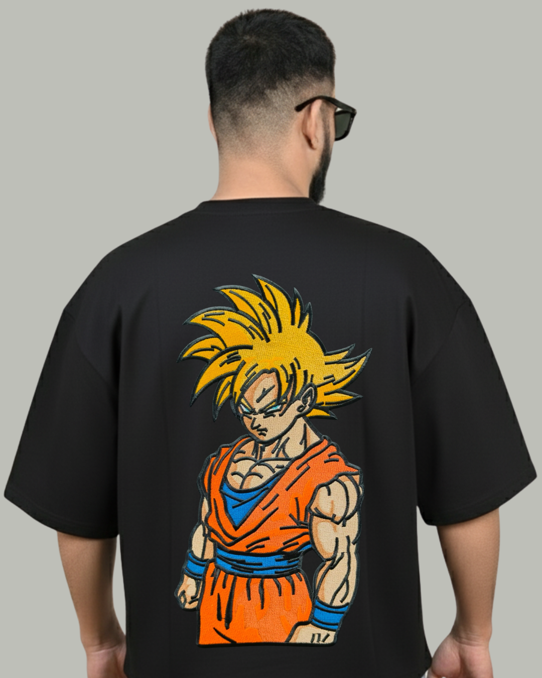 Super Saiyan Goku Embroidered Oversized T-Shirt - Kreativ Arts Inc