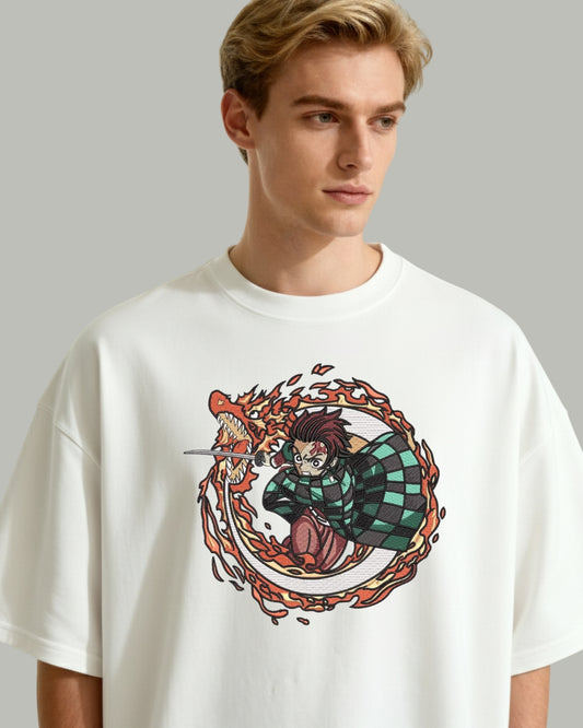 Tanjiro Embroidered Oversized T-Shirt