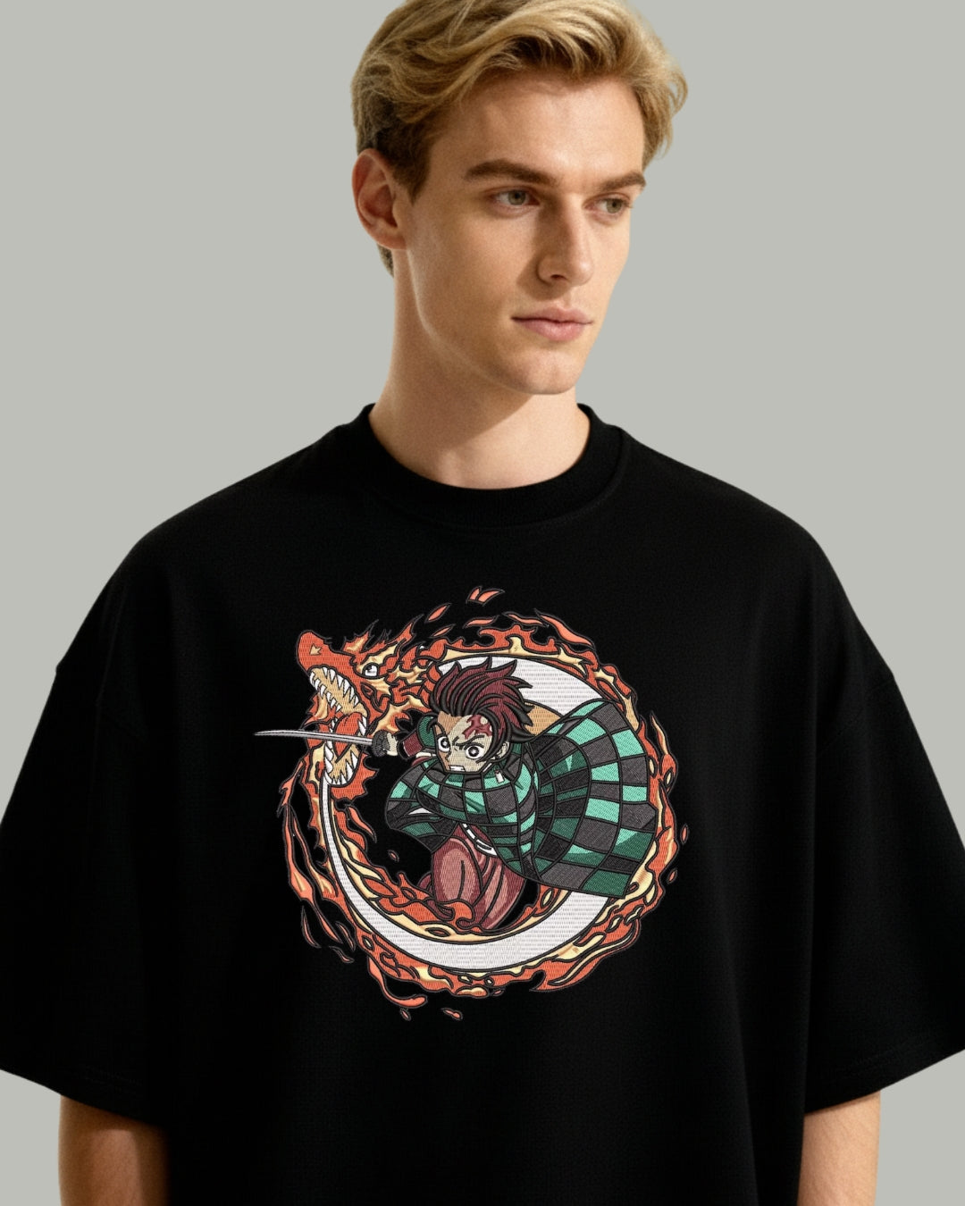 Tanjiro Embroidered Oversized T-Shirt