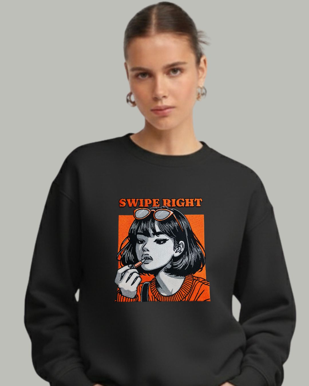 Swipe Right Women’s Embroidered Sweatshirt