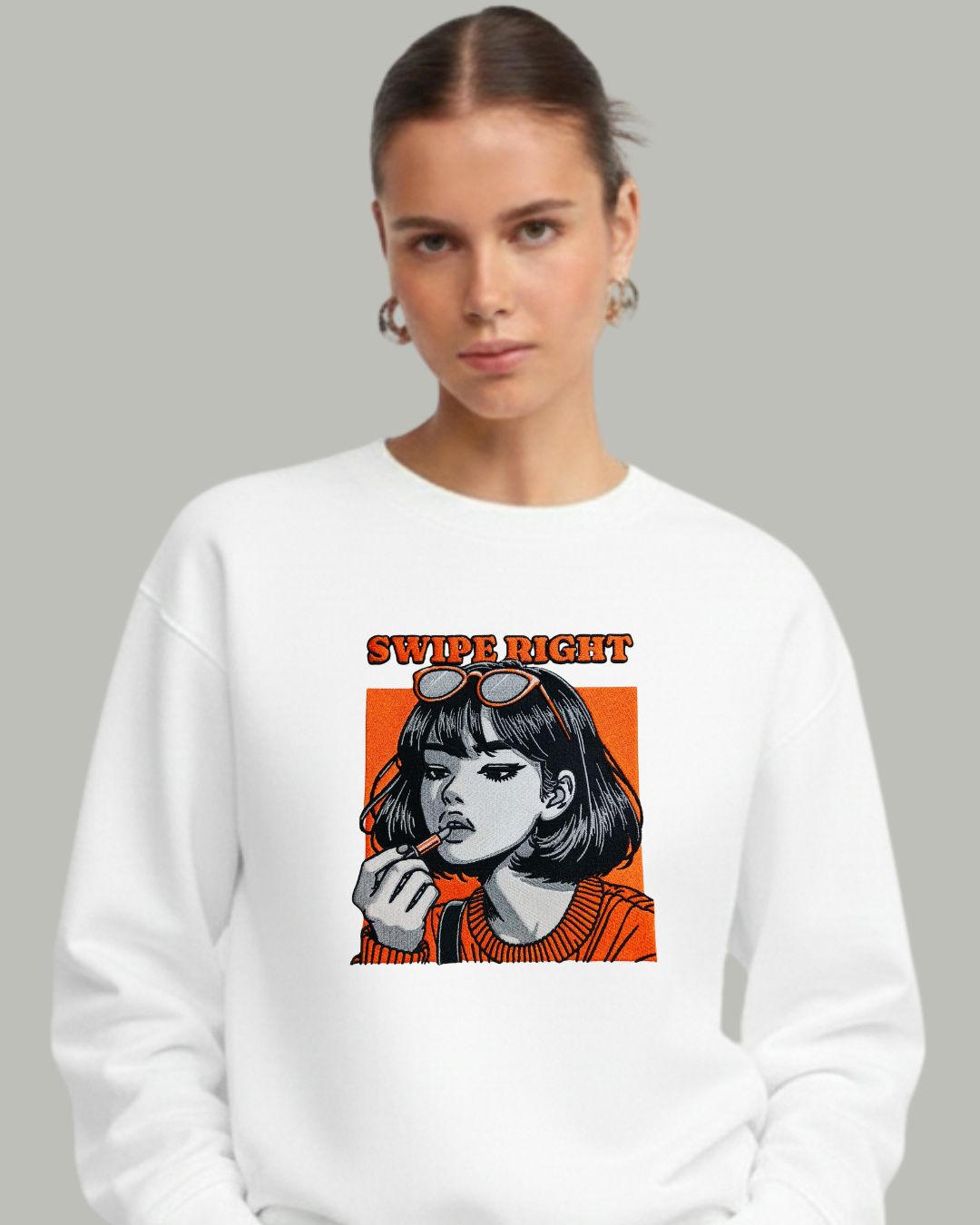 Swipe Right Women’s Embroidered Sweatshirt